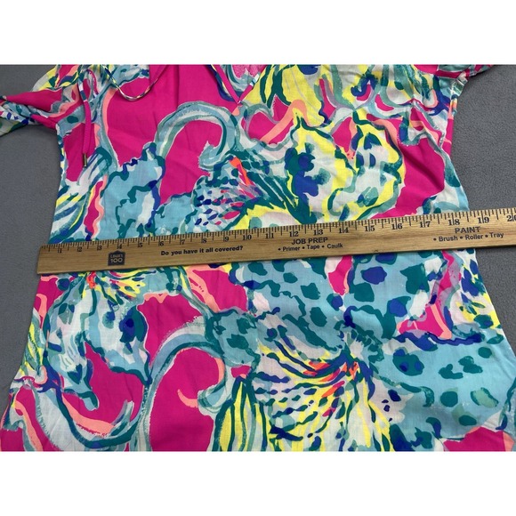 Lilly Pulitzer Blouse Womens XXS Pink Willa Artsy Colorful Rayon Tunic Light - Picture 5 of 9